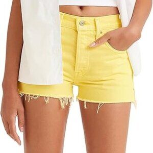 NWOT Levi's Fresh 501 High Rise Yellow Cut Off‎ Jean Shorts Size 25